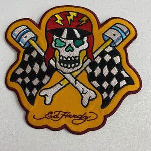 Ed Hardy Skull Iron on Patch Applique Embroidered Sewing (Large)